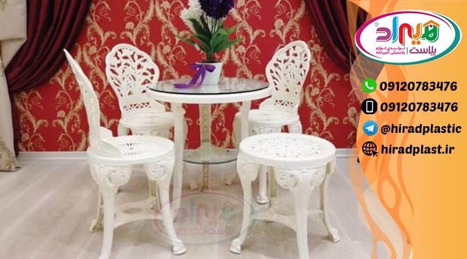  میز صندلی پلاستیکی طرح طاووسی