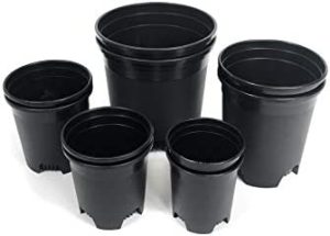 گلدانهای پلاستیکی مشکی بزرگ گرد