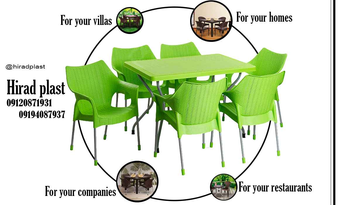 میز و صندلی پلاستیکی پایه فلزی