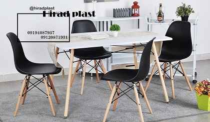 میز و صندلی پلاستیکی پایه چوبی
