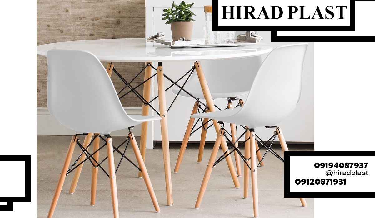 میز و صندلی پلاستیکی پایه چوبی